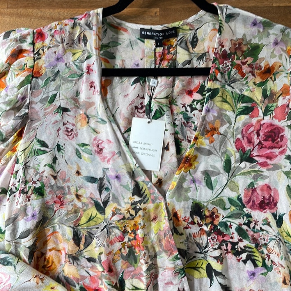 Generation Love Floral Blouse 100% SILK